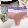 Women's 6pcs Plain Lace Trim Panties, Casual Soft Panties, Comfy Breathable Knickers for Daily Wear, Underwear for Women, Cheeky Panties Multipack, Casual Elegant Panty