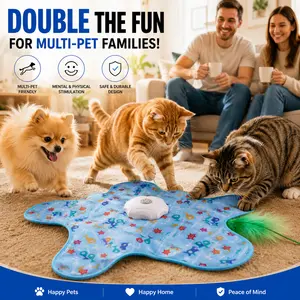 Cirlyce Pentagram Interactive Motion Cat & Dog Toy, Rechargeable Smart Hide and Seek 360° Moving Feather Wand Hunting Toy for Bored Indoor Pets Cat Toys kitten essentials