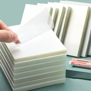 100pcs Transparent Sticky Notes - Waterproof, Medium Square Memo Pads for Students & Office Use