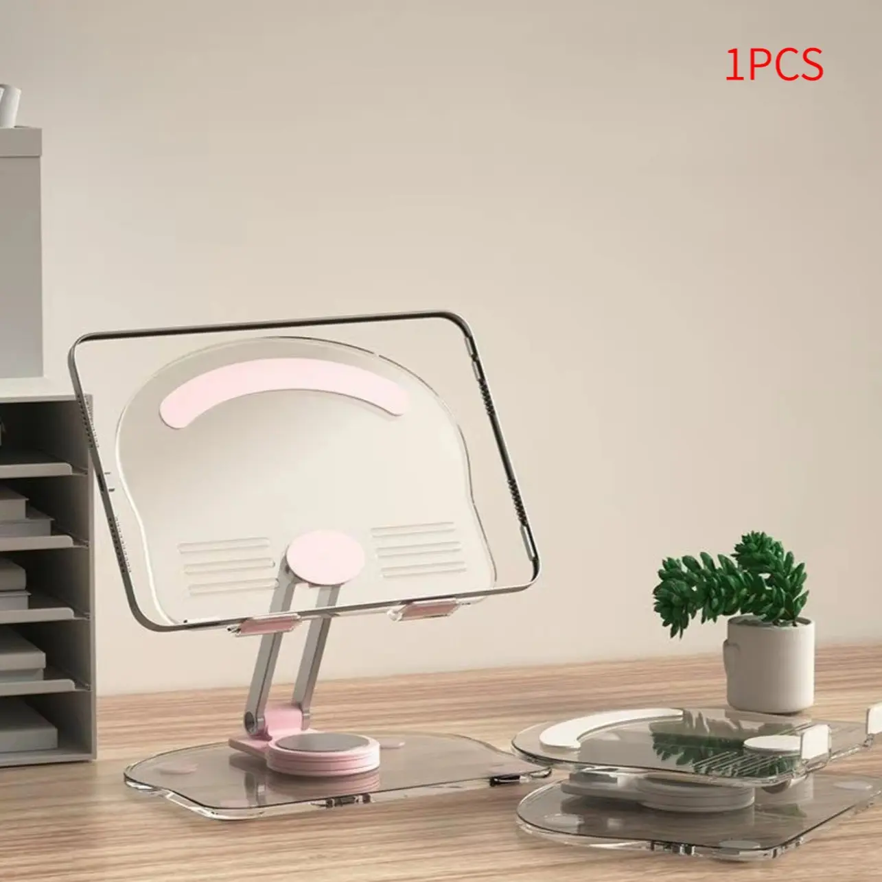360 Degree Rotating Mobile Tablet Stand, Adjustable Tablet Holder-Adjustable Foldable Desktop Table Holder Base,Multi-Angle, Non-Slip Silicone Base,Portable iPad Stand for Desk, Tablet Accessories