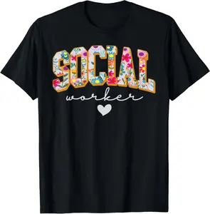 100%cotton Floral Social Worker Shirt, For Social Worker, School Couns T-Shirt