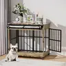 ZZWHOM 38 Inch Dog Crate Furniture, Metal Wood Dog Kennel with Double Door, Wheels, Blackout Cover, Escape Proof, Easy Assembly, End Table, Durable Indoor Dog Cage