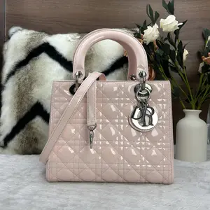 Pre-owned Dior Cherry Blossom Pink Patent Leather Silver Hardware Five Compartment Lady Bag 866