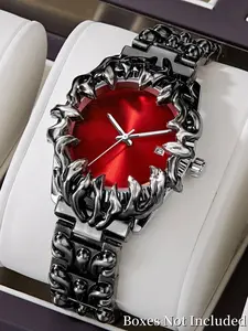 Men's Punk Style Vintage Round Dial Quartz Watch, Fashionable Stainless Steel Wristwatch for Party, Daily Clothing Decor, Trendy All-match & Exquisite Watch for Birthday Gift with Box