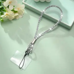 Luxury Rhinestone Pendant Phone Strap Wrist Full Diamond Chain Short Fashionable Strap for Cellphone & Smartphone in Black Silver Rainbow Gold