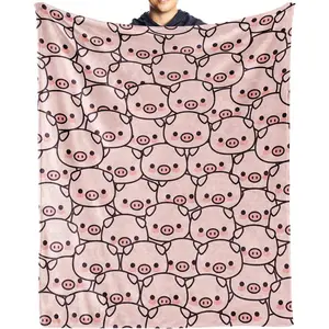 Pig Blanket Gifts, 40"x50" Flannel  Throw Blanket Soft for Girls Boys Adults, Lightweight, Comfortable, Warm Cute Pig Themed Blanket for Bed Couch