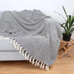 Common Ground Cotton Blankets (Pack of 12), Eco-Green Cotton Throws, Cotton, Pattern Options, Assorted Colors, 50x70 in.