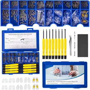Upgraded All-in-One  Eyeglass Repair Tool Kit with Screws, Glasses Fixing Kit with Precision  Set, Eyeglass Nose Pads and Tweezer for Travel, , Christmas