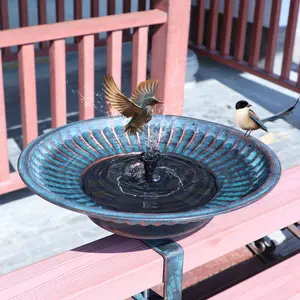 Solar Bird Bath,Deck Bird Bath with Solar Fountain,Metal Bird Bath Bubbler,Deck Mounted Bird Bath,Adjustable Sturdy Balcony Bird Bath,Patio Garden Decor