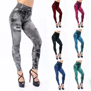 Stretchy jeggings skinny like jeans slim seamless print denim