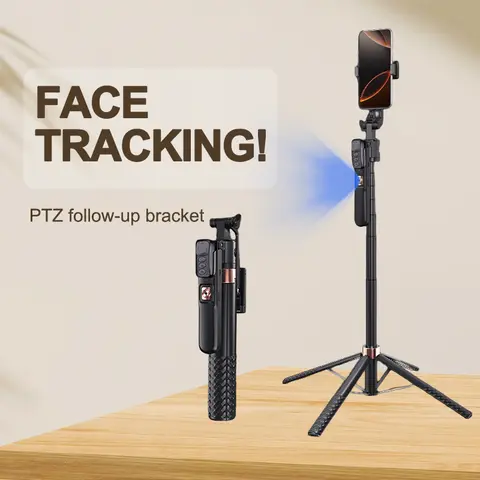 Xcimnw Durable & Portable Aluminium Alloy Smart Auto Face Tracking Selfie Stick Tripod - 360° Smooth Rotation, 70" Travel Tripod, Rechargeable Remote, Detachable Mount for Phone/GoPro, Smartphone Camera Accessories for Vlogging/Recording