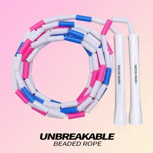 Hererope Beaded Jump Rope for Tricks and Fitness Workout with Adjustable Length Durable Handles and Shatterproof Beads for Indoor Outdoor Use