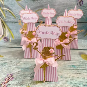 Set of 6 Ballerina Favor Boxes for Party Decoration and Celebration - Ballet Loop Box and Treat Box