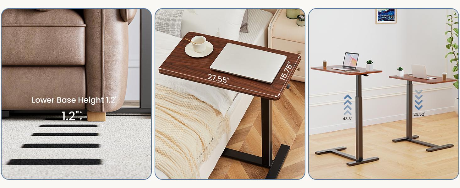Adjustable OverbedTable with Wheels for Hospital andHome Use - Rolling Laptop Desk andMobile Standing Desk