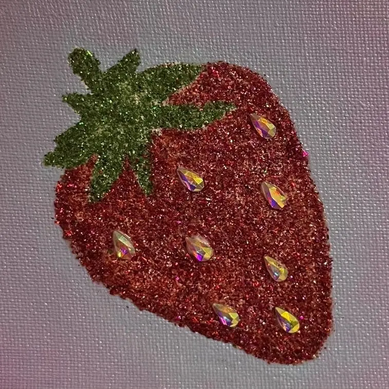 Strawberry glitter painting