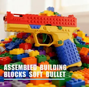 Soft Bullet Building Block Toy Gun for Kids – DIY Assembly Pistol Model with Auto Shell Ejection, Pull-Back Action, Safe Foam Bullets, Creative Educational Gift for Boys Shooting Play (Main Body Not Assembly)