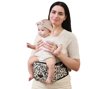 SUNVENO Hip Seat Baby Carrier with CPSC-Certification for 7-45lbs, Ergonomic Abdominal Pressure Relief Design,Hip Seat, Non-Slip Silicone Seat Surface Fit for Newborns & Toddlers All Seasons,Leopard Print