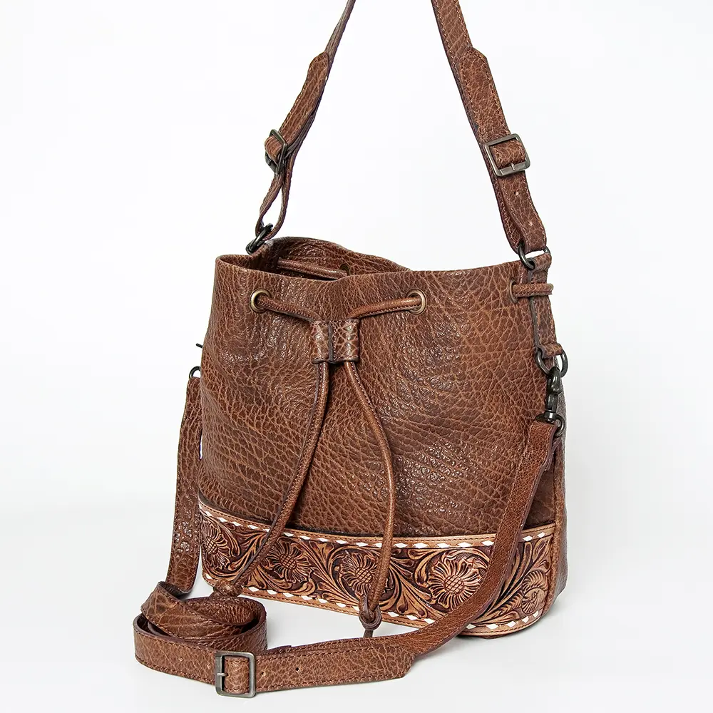 American Darling Bucket Hand Tooled Genuine Leather women bag western handbag purse