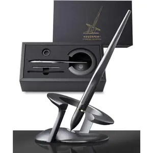 Hoverpen Interstellar - Space Black, Ballpoint Pen, 18K -plated Pen Ring, 23.5  Angle, Schmidt Ballpoint Refill, No Spills, No Spotting, No Explosions