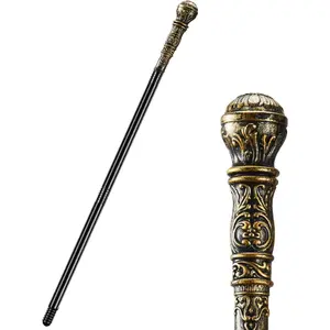 Antique Gold Cane Decorative Sliver Cane Prop Costume Scepter Colsplay Costume Cane