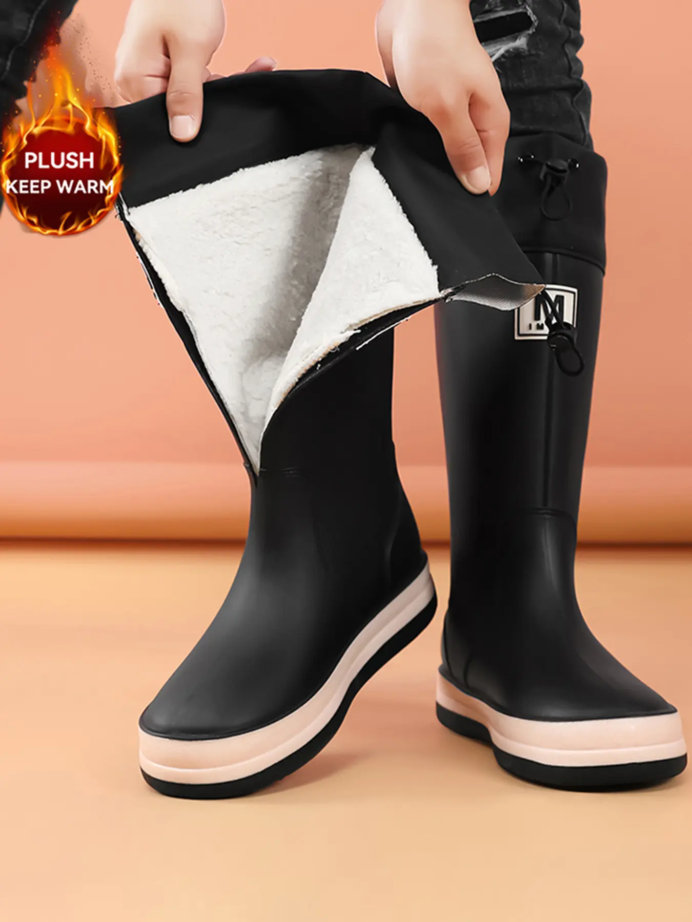 2026 New Plus Size Women's Rain Boots, Couples Long Waterproof Ankle Booties with Soft Design, Anti-Slip Durable Outsole for Outdoor Use, Rain Shoes