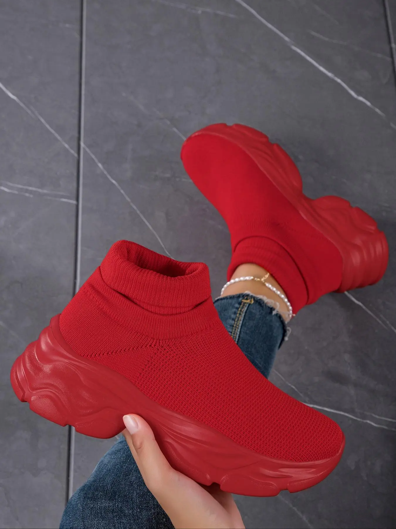 Women's Mesh Slip on Sock Sneakers, Trendy Walking Sneaker, Casual Comfortable Breathable Sports Shoes, All-match Round Toe Shoes for Daily Wear