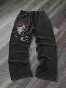 Men's Cotton Fabric Casual Straight Leg Pants, All-Season Comfortable Wide-Leg Sweatpants, Fitted Style with Side Pockets