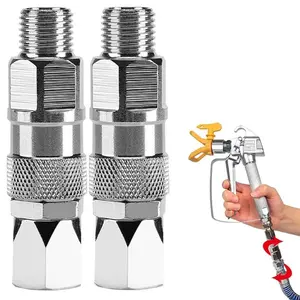 ZHUITU Stainless Steel 360 Degrees Rotate Swivel Joint for Airless Paint Sprayers Hose Anti-Knotting Rotary Connector Accessories Silver airless spray gun paint sprayer