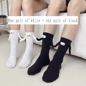 Funny Adult Socks Magnetic Hand in Hand  Cartoon Couple Socks  One Size