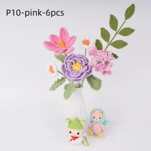 Flowers Gifts,Crochet Flowers Boquet,Peony,Tulip,Daisy,pink,purple,yellow,Forever,Everlasting,Birthday,Home Decor