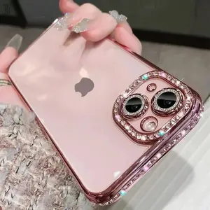 Rhinestone Decor Phone Case, Shiny Phone Protective Cover, Phone Accessories Compatible with iPhone 17 16 Pro Max 15 14 13 12 11 Pro Max Plus, Casing, Protection