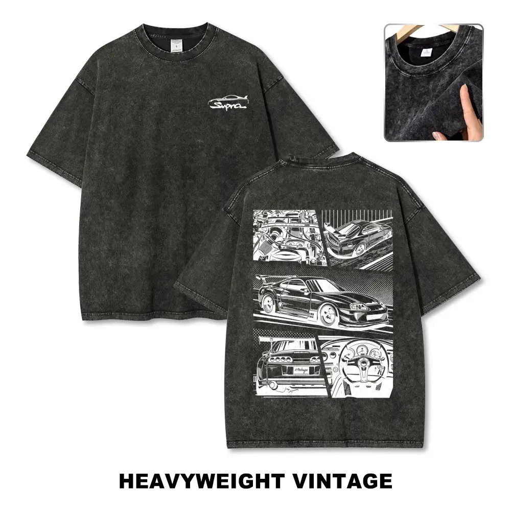 Vintage Washed Oversized JDM Supra Graphic Tee Men's 90s Streetwear Heavy Cotton Short Sleeve T-Shirt Retro American Casual Outfits Gym & Vacation Style Y2K Funny Good Graphic Tees For Car Enthusiasts Best Gifts Trendy Daily Fashion Apparel Top Ideas