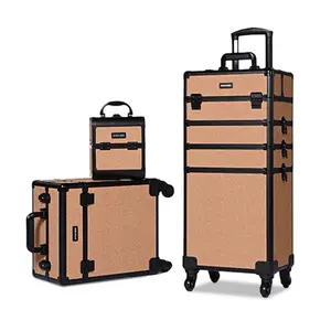 Byootique 3-Piece Makeup Train Cases Cosmetic Organizer Kit Wheel