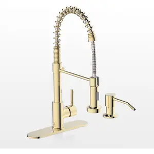 Kitchen Faucet with Soap Dispenser, Pull Down Kitchen Faucet with Sprayer, Single Handle Kitchen Sink Faucet with Dual Function Spray ,  Laundry RV Faucet,PVD