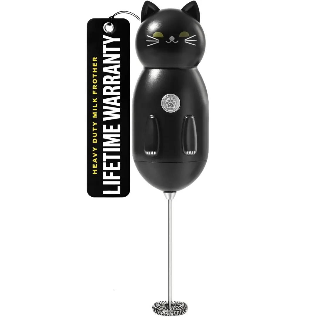 ZULAY Cat Milk Frother with Lifetime Warranty and Adoption Certificate - Heavy Duty Milk Frother for Coffee Lovers