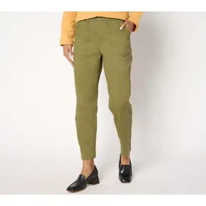 Denim & Co. Petite EasyWear Twill Slim Straight Ankle Pant