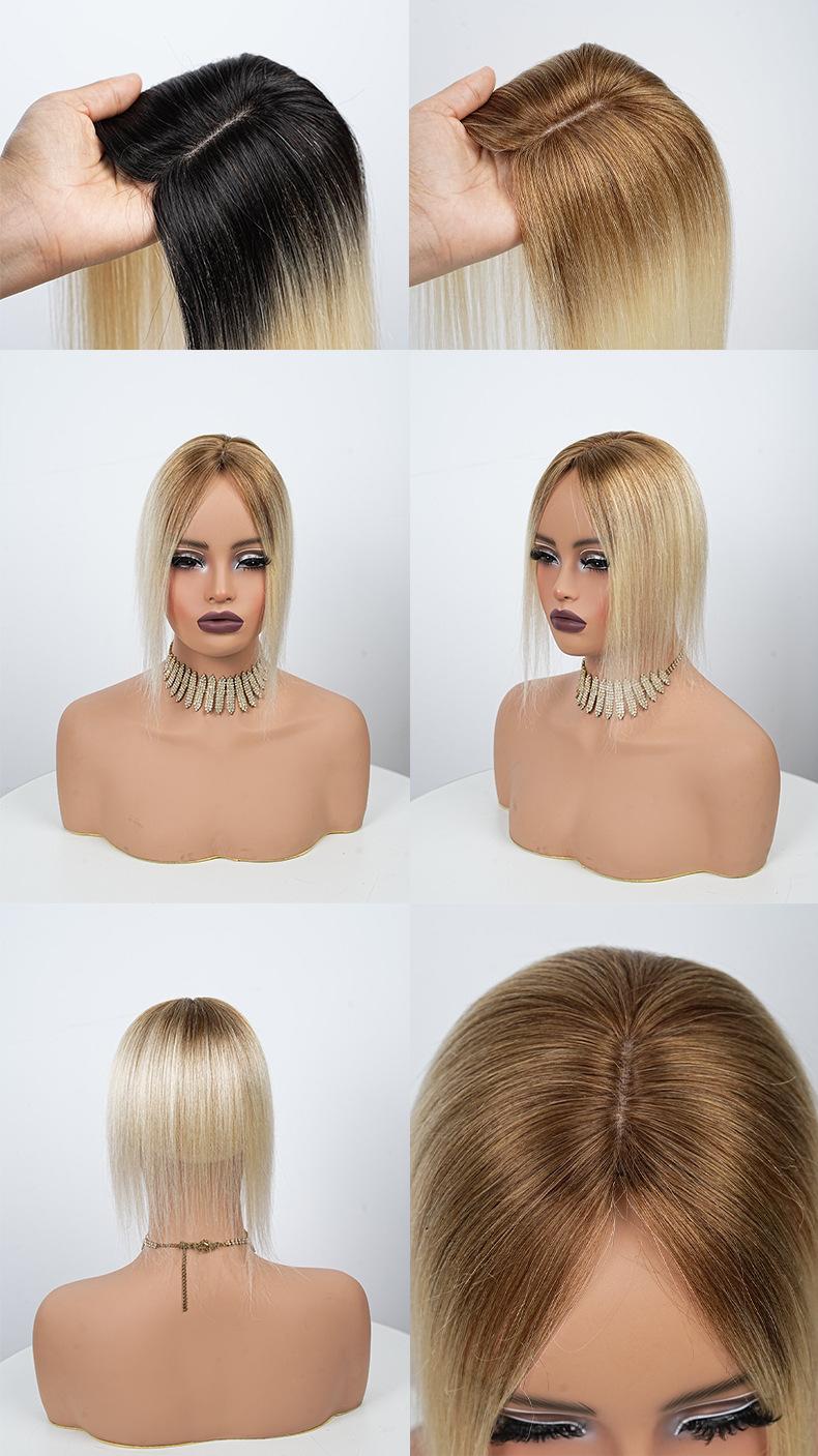 "100% Human Hair 3D Air Bangs Middle Part Clip-In Fringe Extensions, 7×11 Hand-Tied Hair Topper, Invisible T-Shape Secure Clips, Natural Seamless Look for Women 8-12 Inch "	