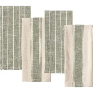 Rustic Farmhouse Slubbed Kitchen Towel |  Cotton Dish Towel, 18 x 28 Inches | Soft and Absorbent (Olive, Set of 4)