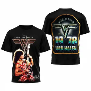 Van Halen Tour 1978 3D Tee - 5150 40 Years Anniversary Shirt, Eddie Van Halen Guitar Hero, Electric Stage Aesthetic, TikTok Style