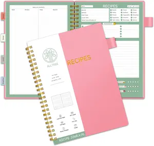 Recipe Book to Write in Your Own Recipes, Sprial Personal Blank Recipe Book, ALLTREE Blank Recipe Notebook with 15 Tabs for Family Cooking Lover, 120 Pages Recipe Organizer, Pink(5.5"x8.5")