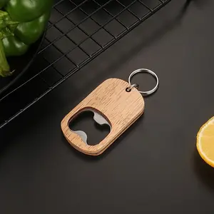 1pc Wooden Handle Portable Bottle Opener with Key Chain Portable Compact Bottle Opener, Wooden Handle Beer Bottle Opener, Keychain Bottle Opener