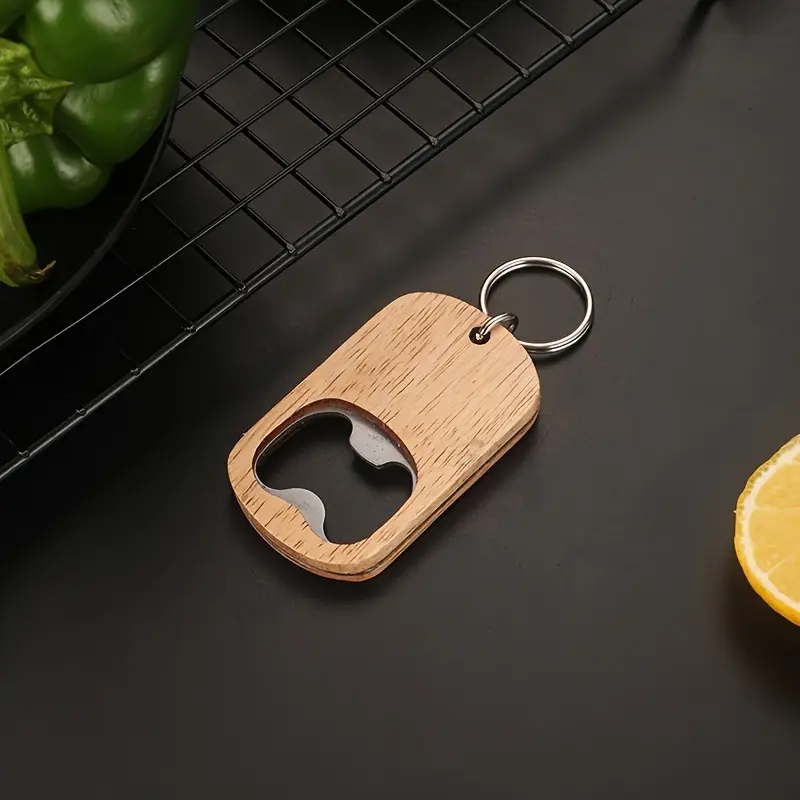 1pc Wooden Handle Portable Bottle Opener with Key Chain Portable Compact Bottle Opener, Wooden Handle Beer Bottle Opener, Keychain Bottle Opener