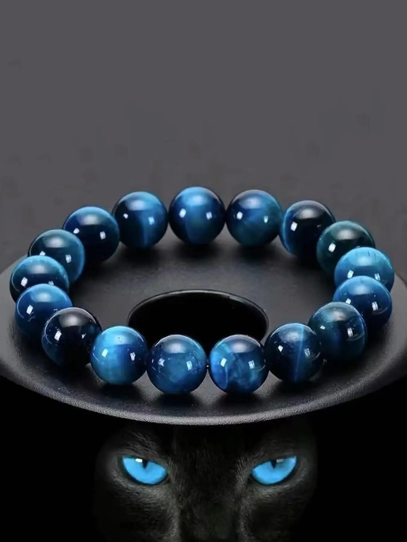 Unisex Elegant Blue Tiger Eye Stone Beaded Bracelet, Trendy Bangles, Boho Style Bangles, Fashionable Jewelry for Party, Daily Clothing Decor, Trendy All-match & Exquisite Jewelry for Birthday Gift, Trendy Stack Bangle, Stackable Bracelets