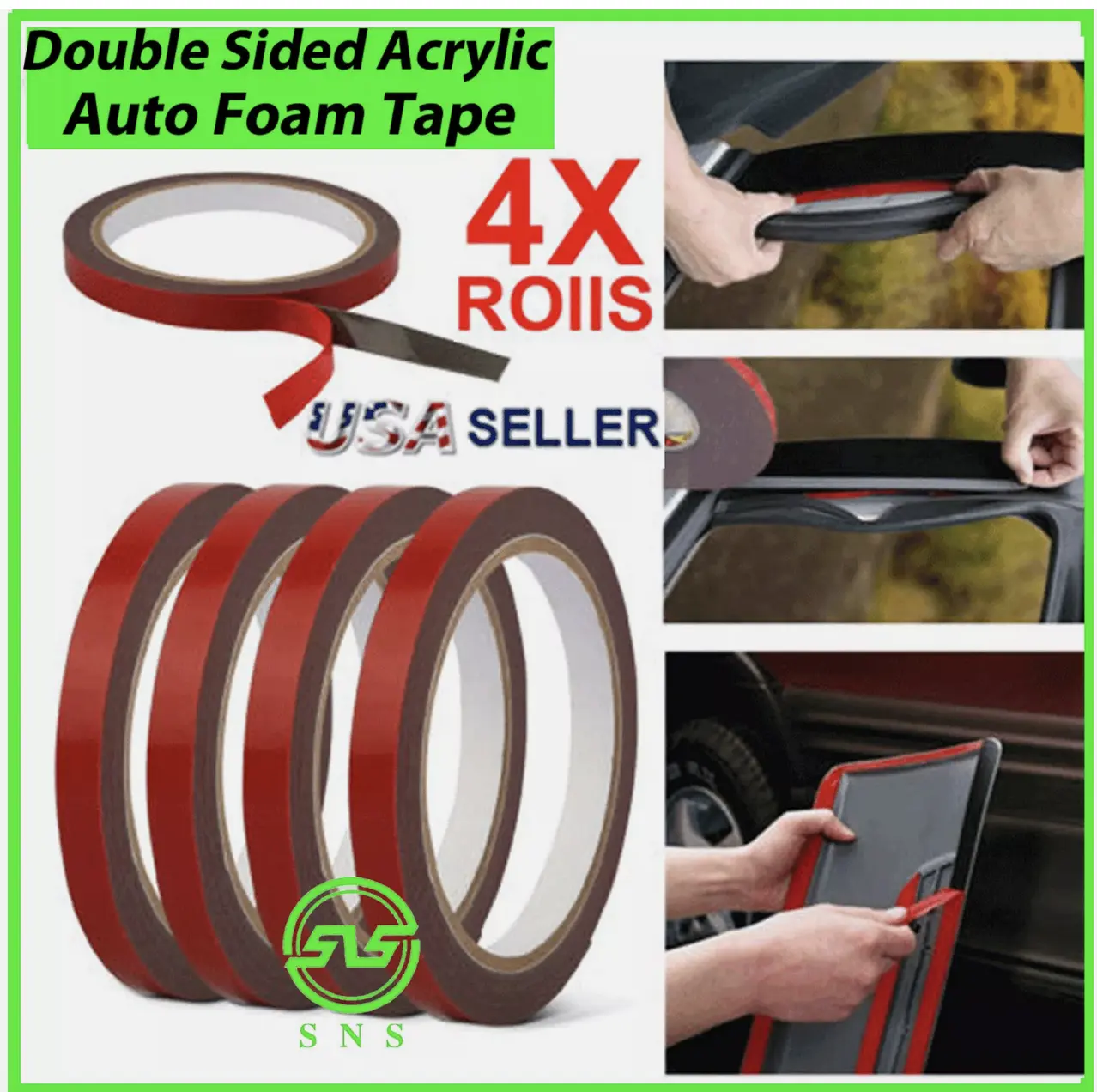 4X Auto Tape Acrylic Foam Double Sided Back Mounting Adhesive 3m x 10mm Car 10ft