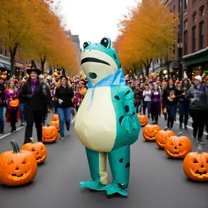 Hot Print Frog Polyester Inflatable Costume, No Battery, Youth Adult Size, Fits 155-190cm, with Fan & Box, Halloween Cosplay Party Use