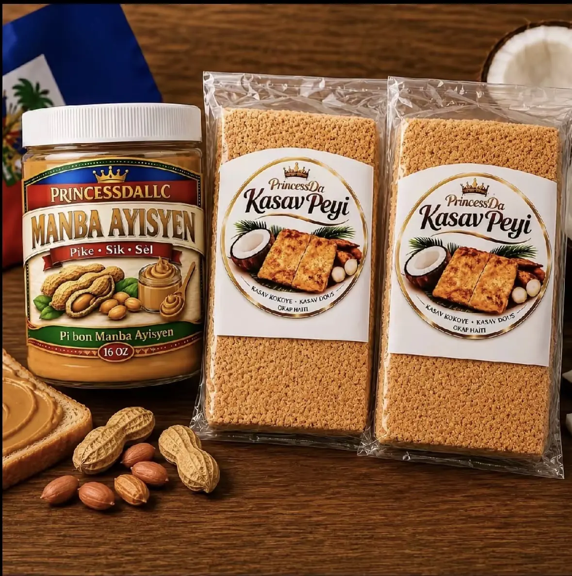 Haitian Peanut Butter & Cassava Bundle * Traditional Haitian Manba and Cassava Combo * Homemade Haitian Manba with Cassava