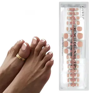 Pre-Designed French Tip Press on Toenail, 210 Pcs Brown Toe Press On Nails For Women, Soft Gel Toe Nail Tips, Soak off Acrylic Fake Toe Nail Extensions 15 Sizes