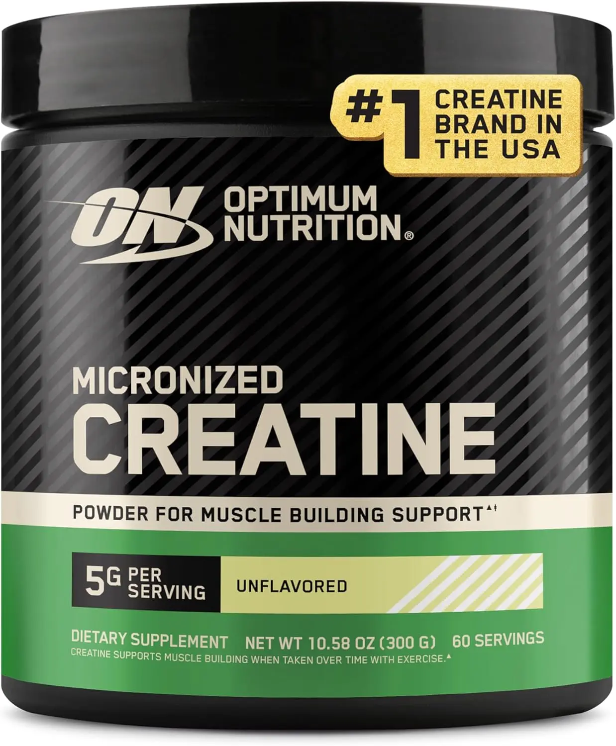 Optimum Nutrition Creatine, Micronized Creatine Monohydrate Powder, Supports Strength & Recovery, Unflavored, 5g per Serving, 60 Servings | 5g Micronized Creatine Monohydrate Powder Per Serving, Supports Muscle Strength & Power, Easy Mixing