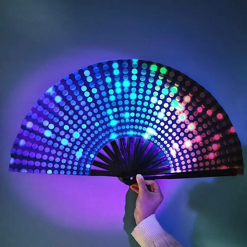 Fluorescent Kung Fu Folding Hand Fan, Chinese Fan, UV Printed Bamboo Skeleton Fan, Dance Prop, Music Festival Party Fan, Decoration Items, Ideal Gift for Halloween and Christmas