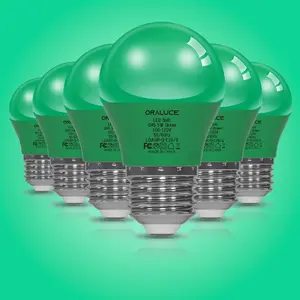 Green Porch Light Bulb,5W A15 E26 LED Bulbs for Halloween Christmas Party Decoration and Lighting,Colored Light Bulb 450LM Non-Dimmable,6 Pack.